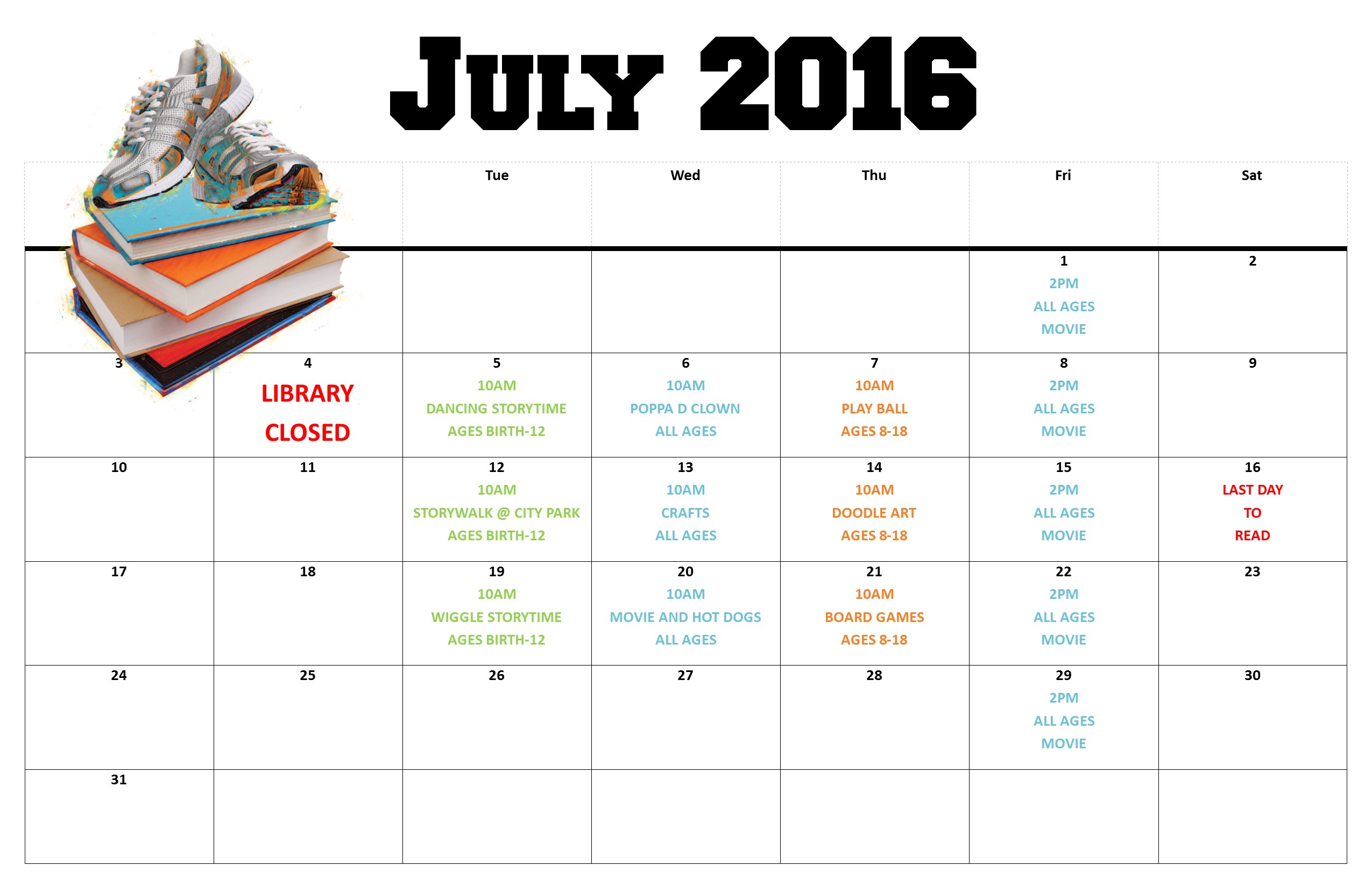 CALENDAR OF EVENTS - JULY 2016